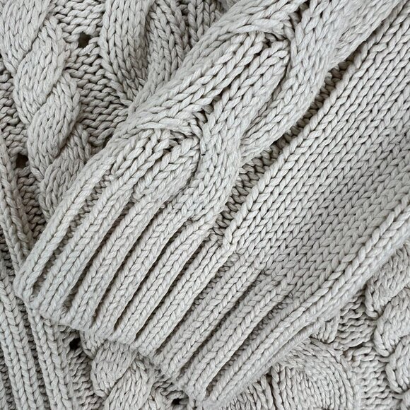 Cabi Cable Knit Lace Up Long Sleeve Cream Sweater Size S - Picture 4 of 12